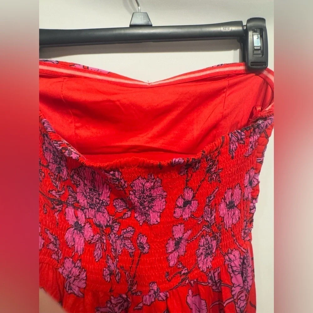 B.O.G Collective Strapless Floral Smocked Top Jumpsuit size Small